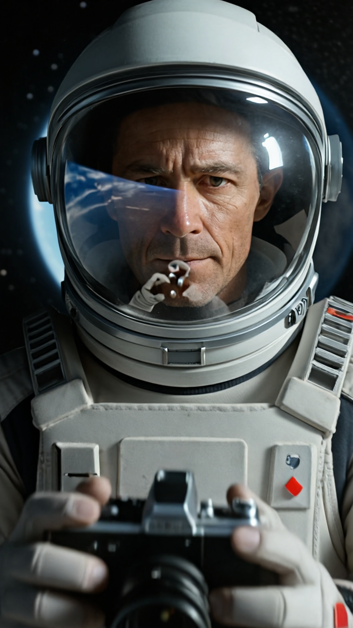The astronaut's gaze