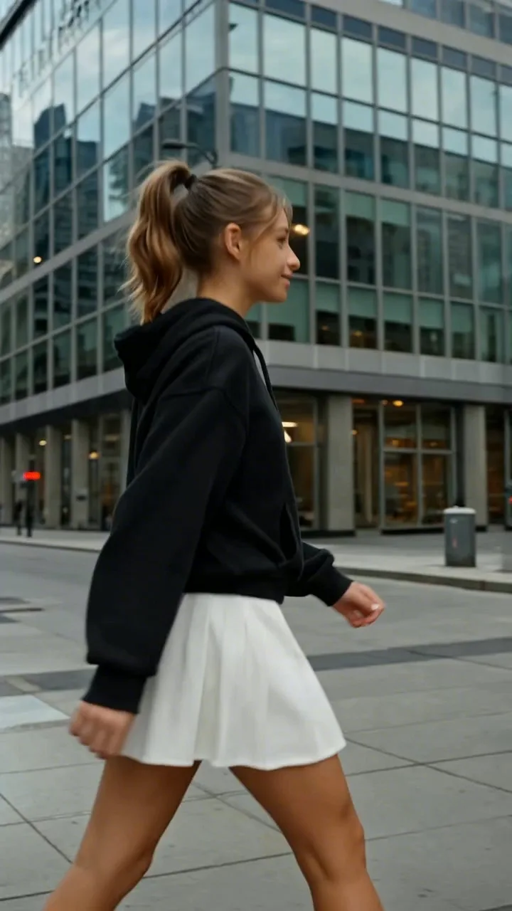 CBD girl walk in downtown